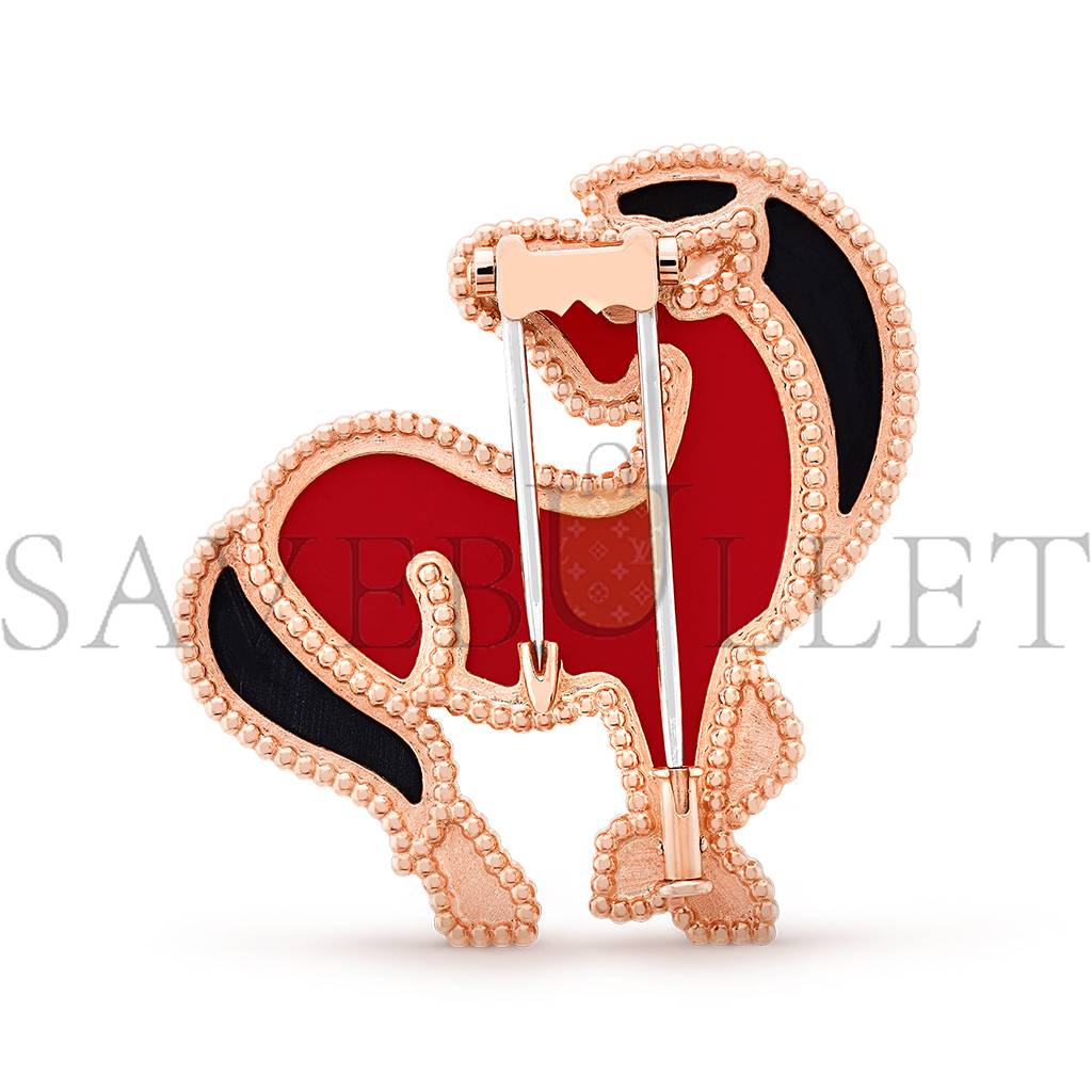 VAN CLEEF ARPELS LUCKY ANIMALS HORSE CLIP - ROSE GOLD, CARNELIAN, ONYX  VCARP5LJ00